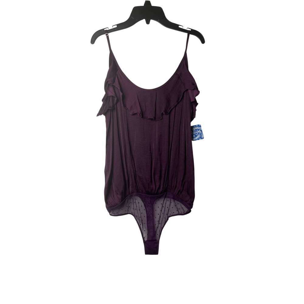 Intimately Free‎ People Ruffle Bodysuit Sleeveless Purple Lingerie Medium New